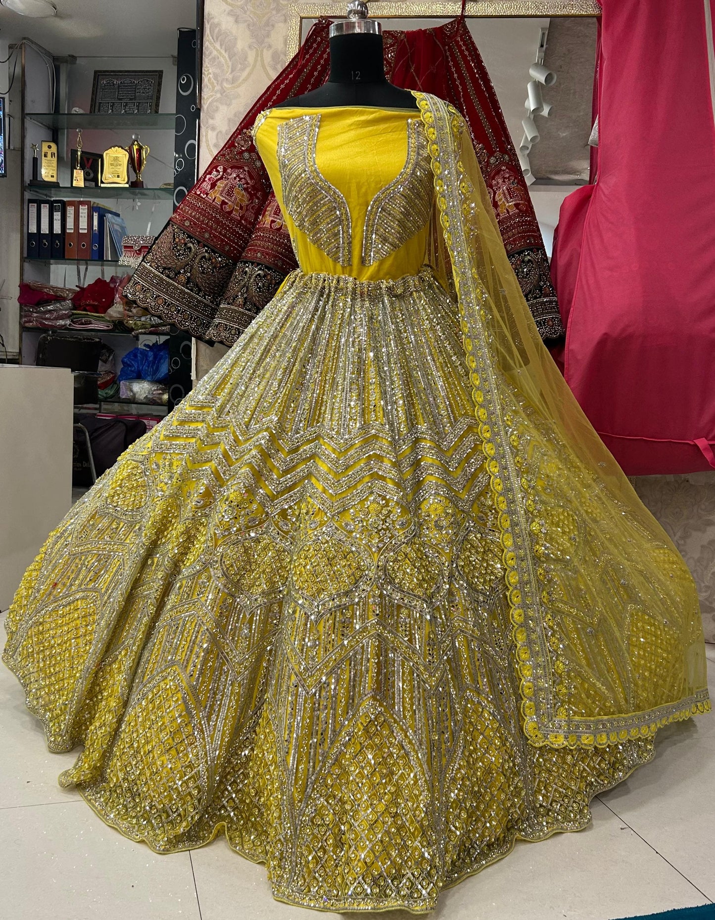 Fabulous yellow haldi golden designer Lehenga