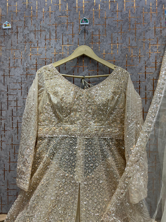 Attractive Golden Farshi garara muslim Bride Special Dress