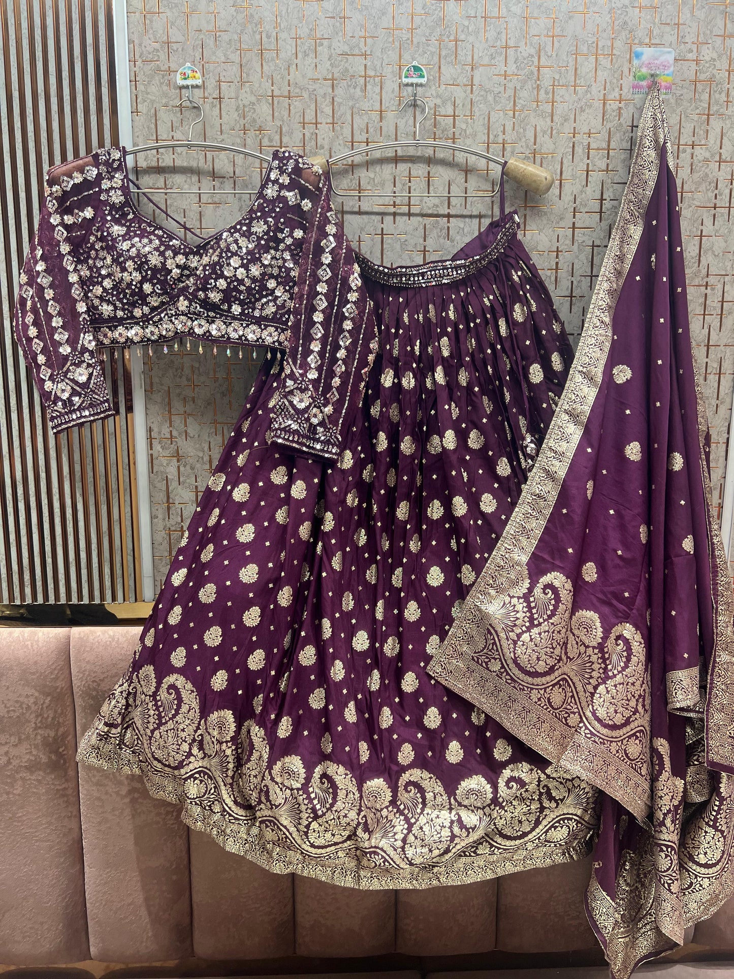 Hot Pink Crop Top Lehenga