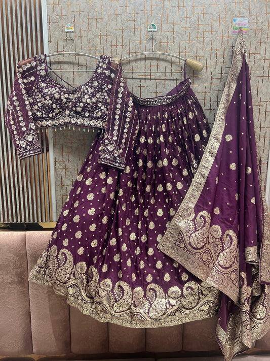 Purple Crop Top Lehenga