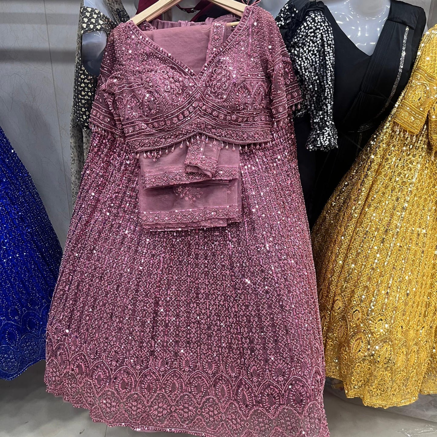 Purple On Purple Monotone Crop Top Lehenga