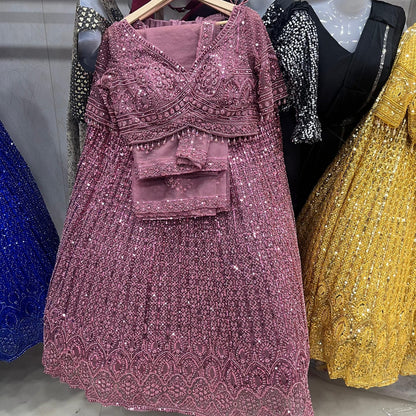 Purple On Purple Monotone Crop Top Lehenga