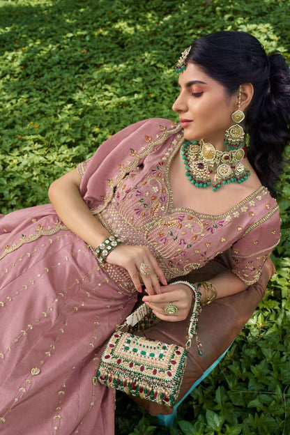White Tissue Fabric Bead Work Lehenga 1139