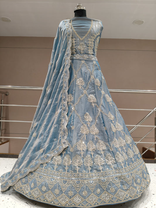 Sky Blue Designer Lehenga