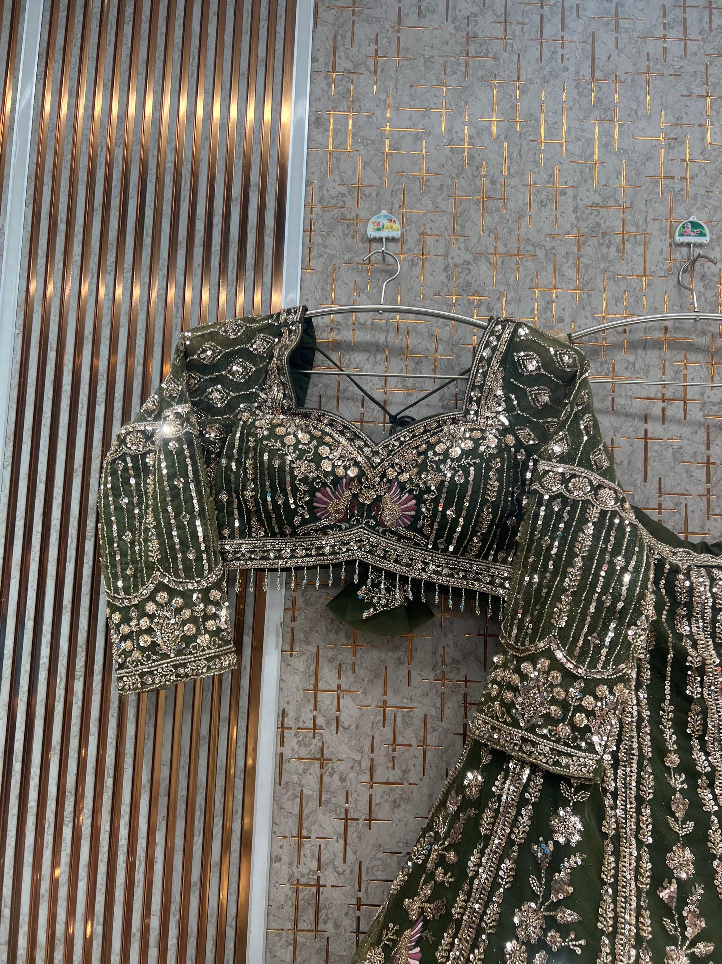 Purple Peacock Crop Top Lehenga