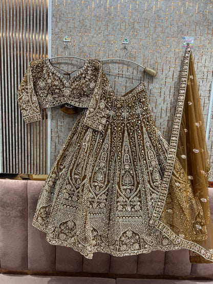 Mustard Crop top Lehenga