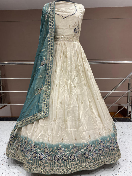 White Blue Designer Lehenga