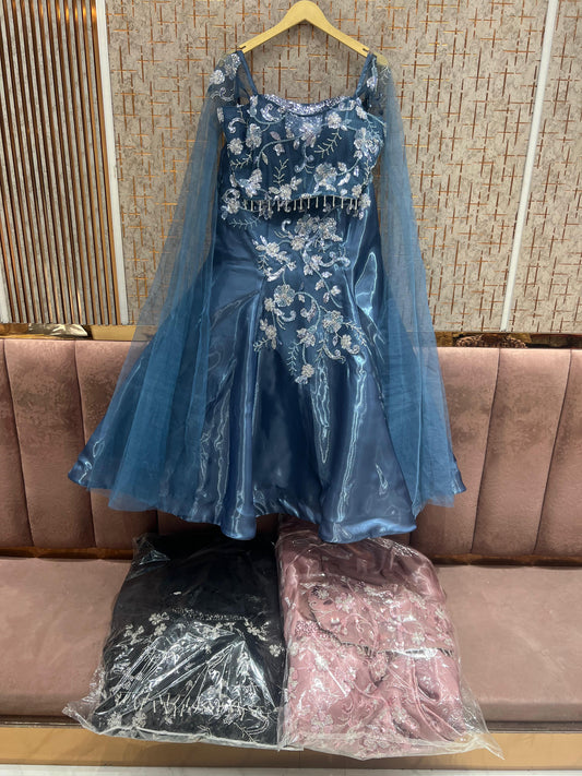 Blue Crop Top Lehenga - Shopping World