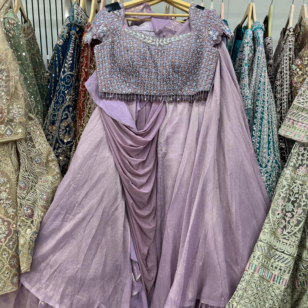 Lavender Crop Top Lehenga