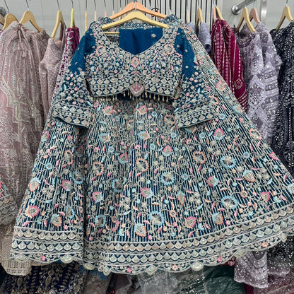 Blue Crop Top Lehenga