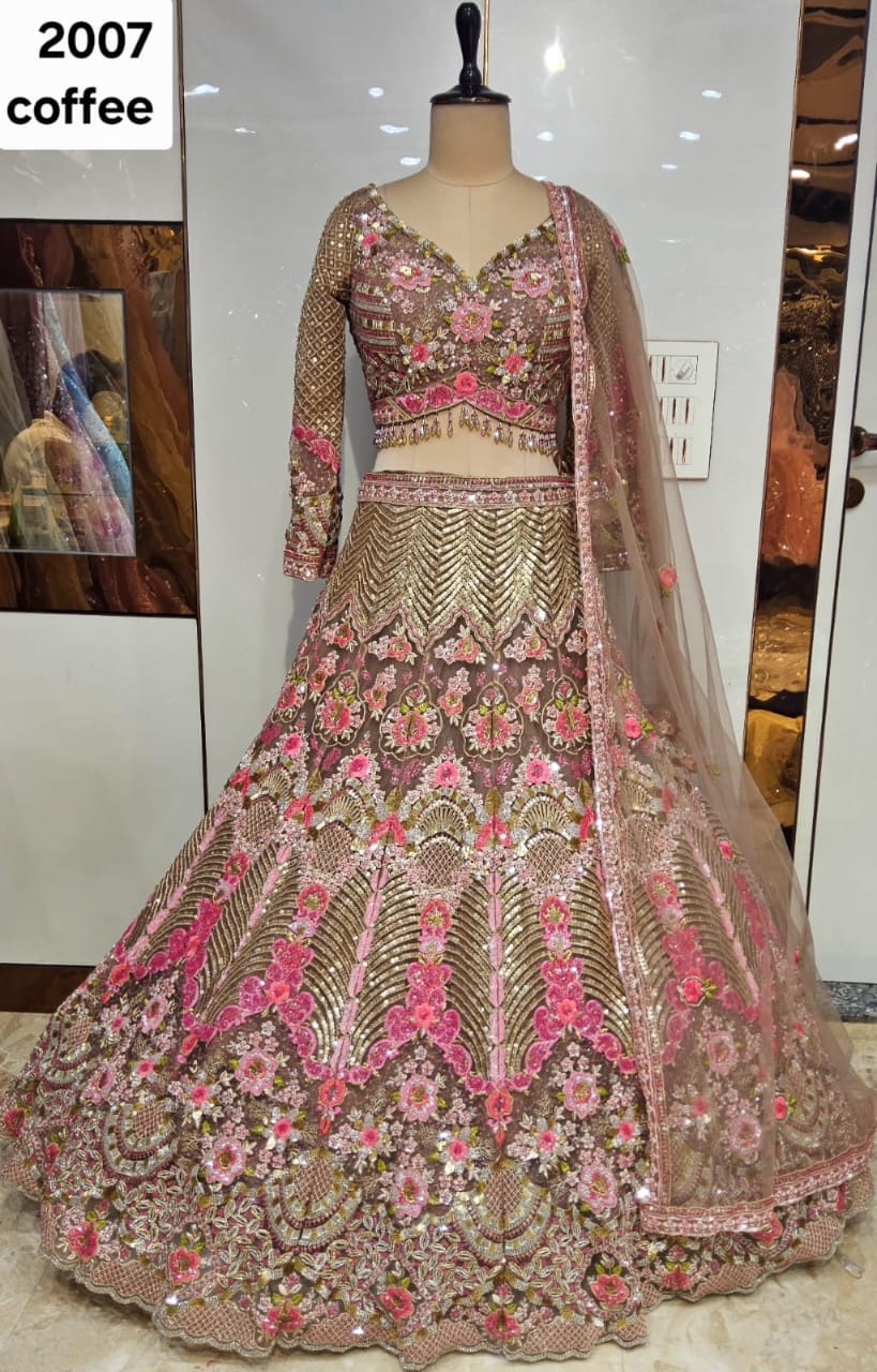 Olive Green Crop Top Lehenga