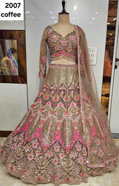 Olive Green Crop Top Lehenga