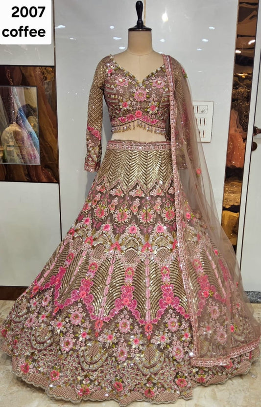 Coffee Brown Crop Top Lehenga