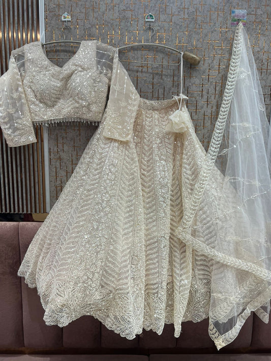 White Crop Top Lehenga