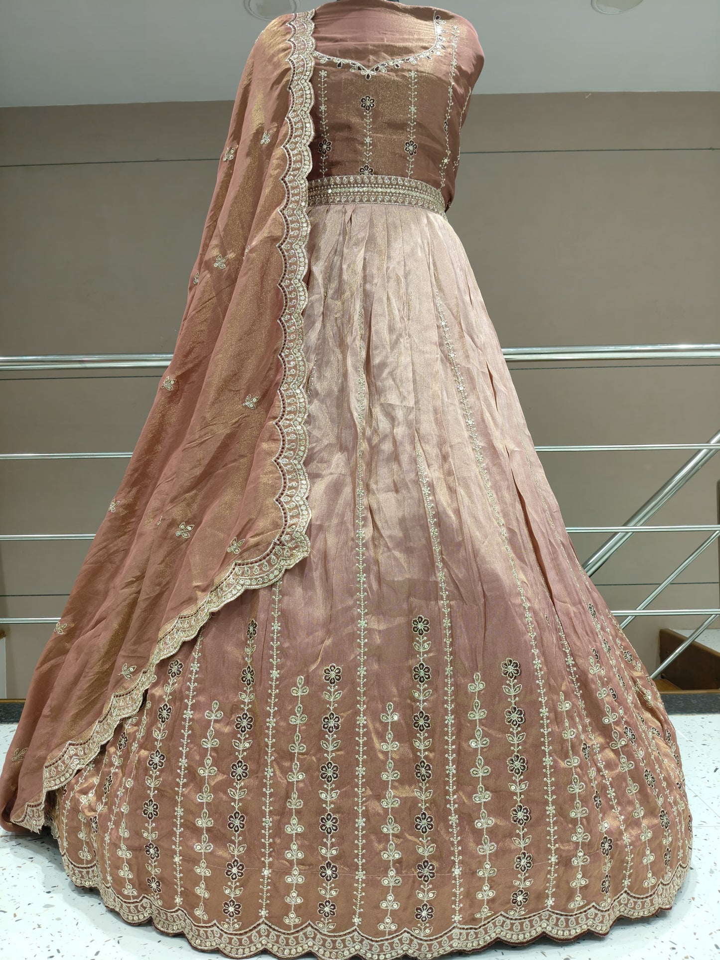 Beige Golden Designer Lehenga