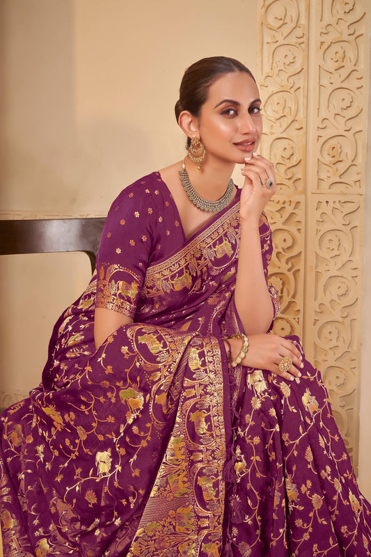 Purple Viscose Saree 6103