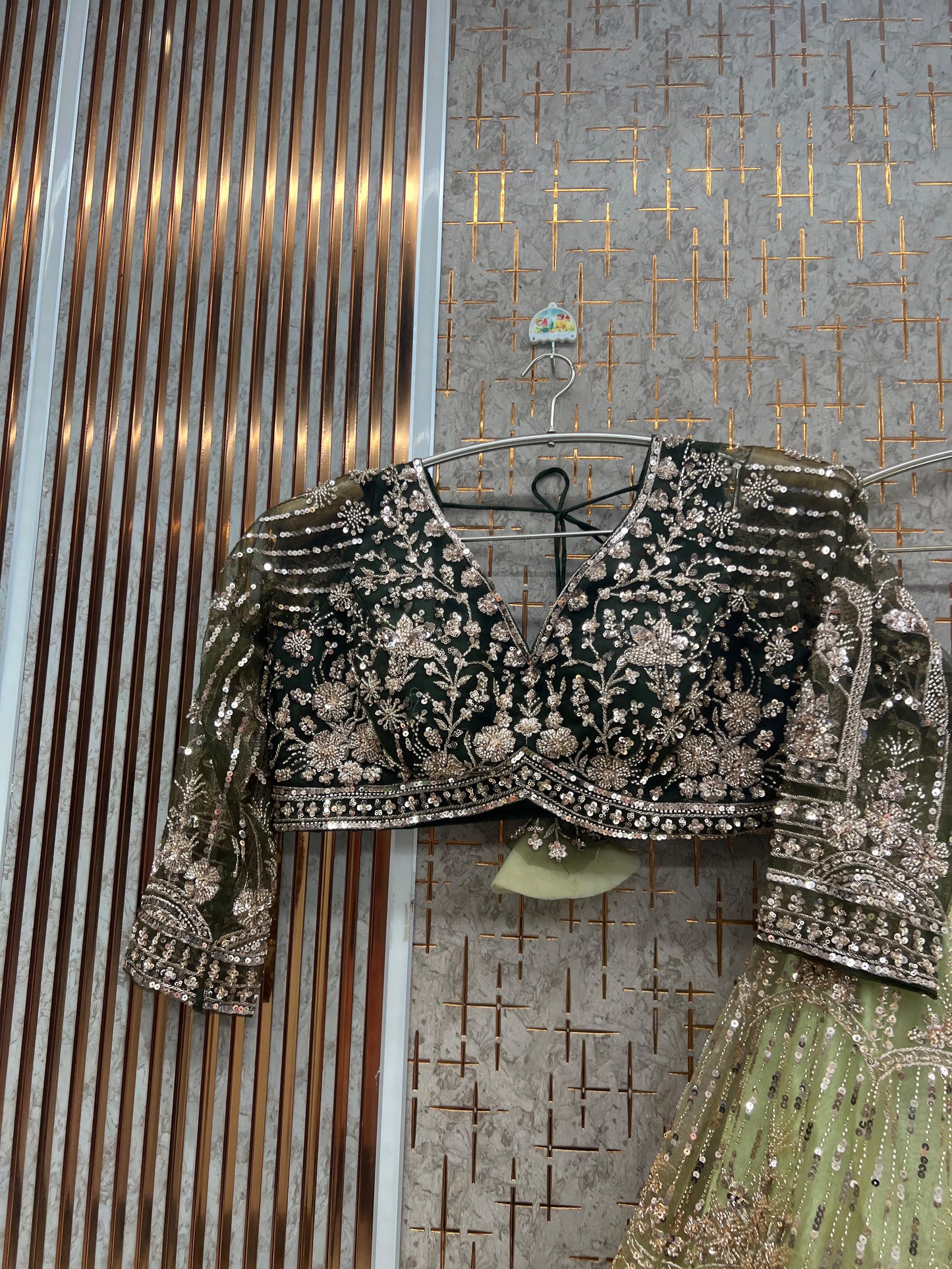 Double Shade peach Crop Top Lehenga