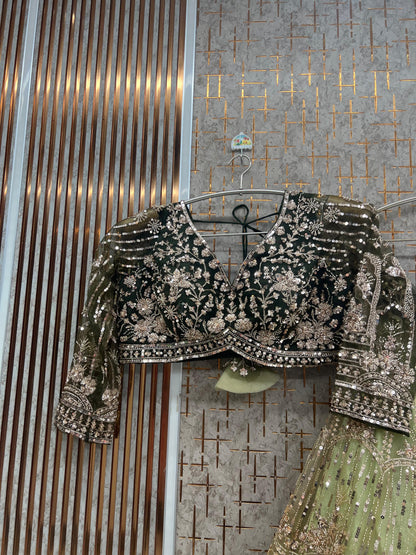 Double Shade peach Crop Top Lehenga