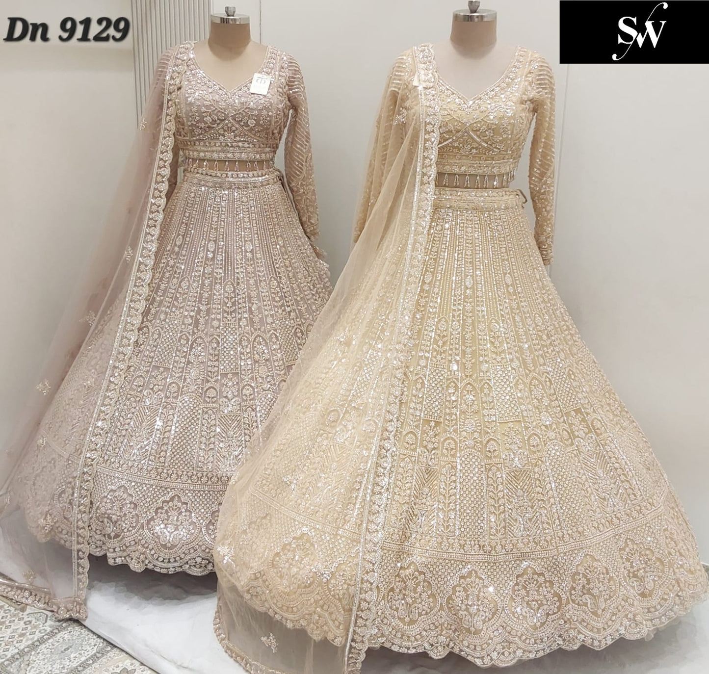 Golden Beige Peach Crop Top Lehenga