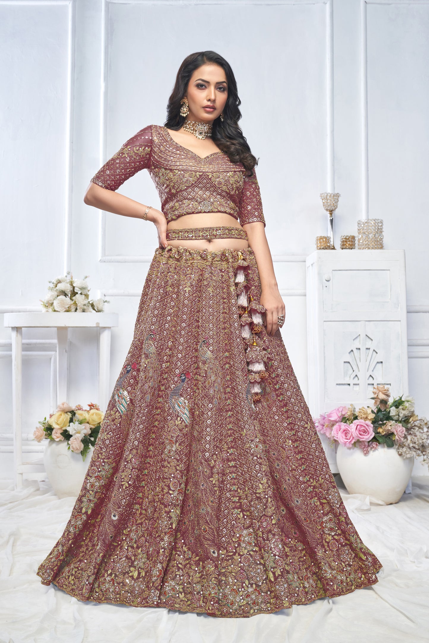 Amazing pink peacock lehenga