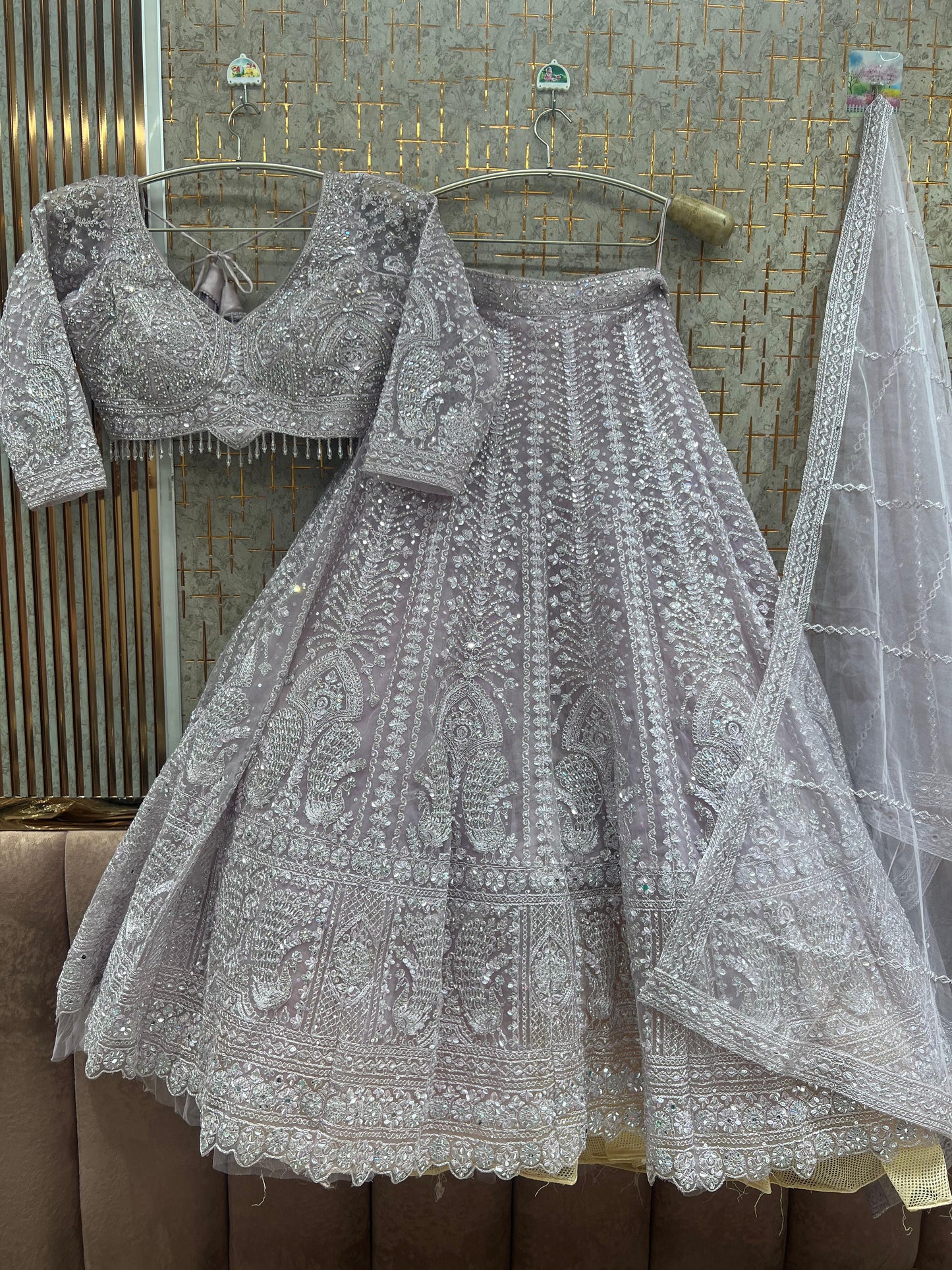 Lavender Crop Top Lehenga - Shopping World