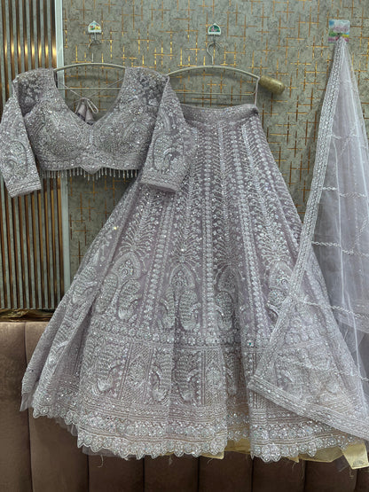 Lavender Crop Top Lehenga - Shopping World