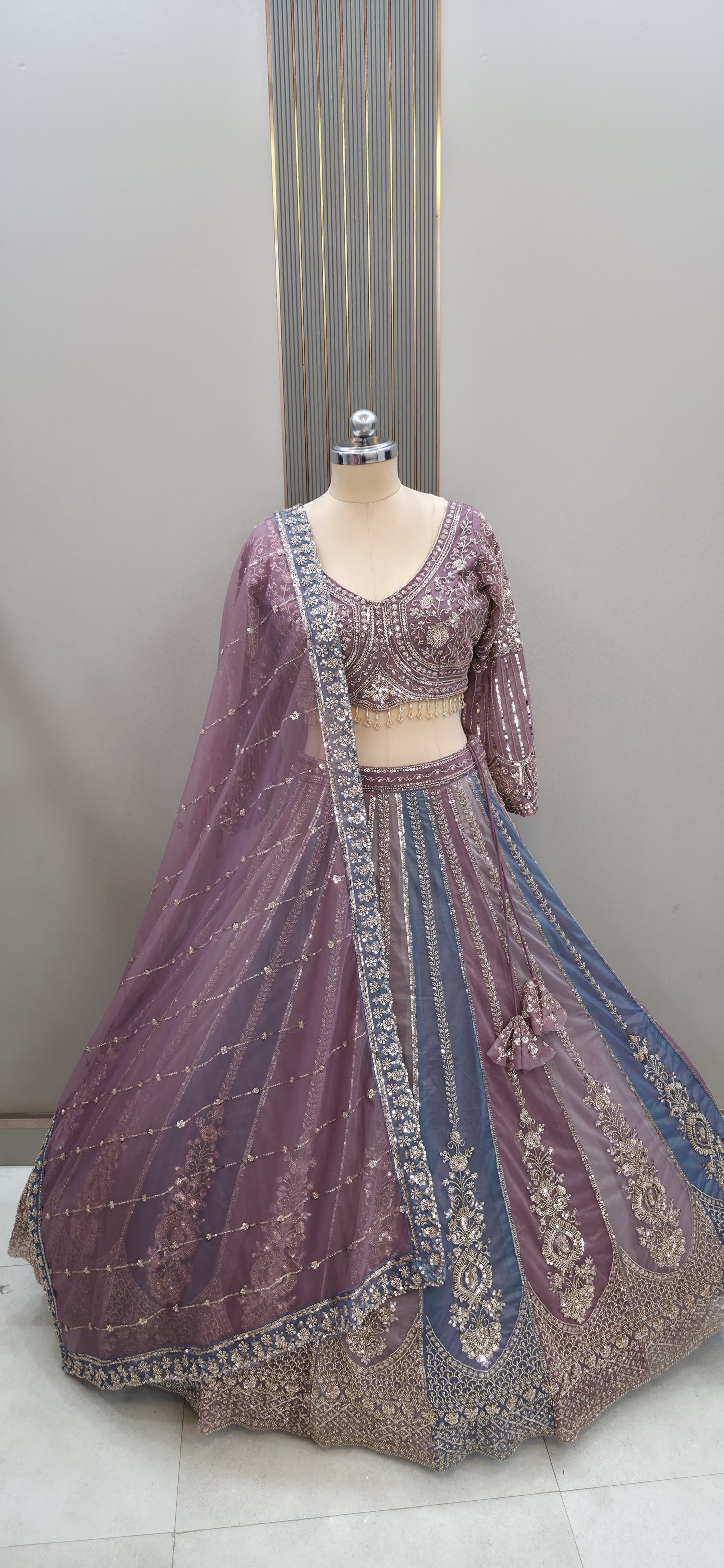 Yellow pink mustard Multicolour Crop Top Lehenga - Shopping World