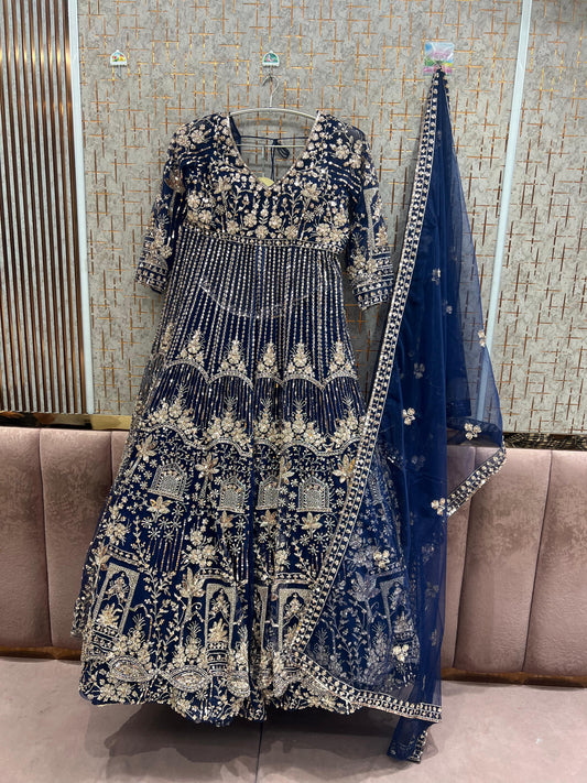 Purple Farshi garara muslim Bride Long Indo Dress