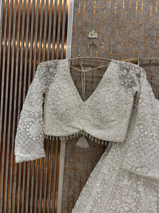 White Crop Top Lehenga
