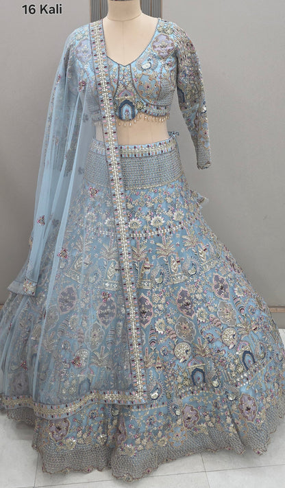 light Blue Ready to wear Crop top Lehenga