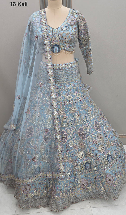 Sky blue Ready to wear Crop top Lehenga