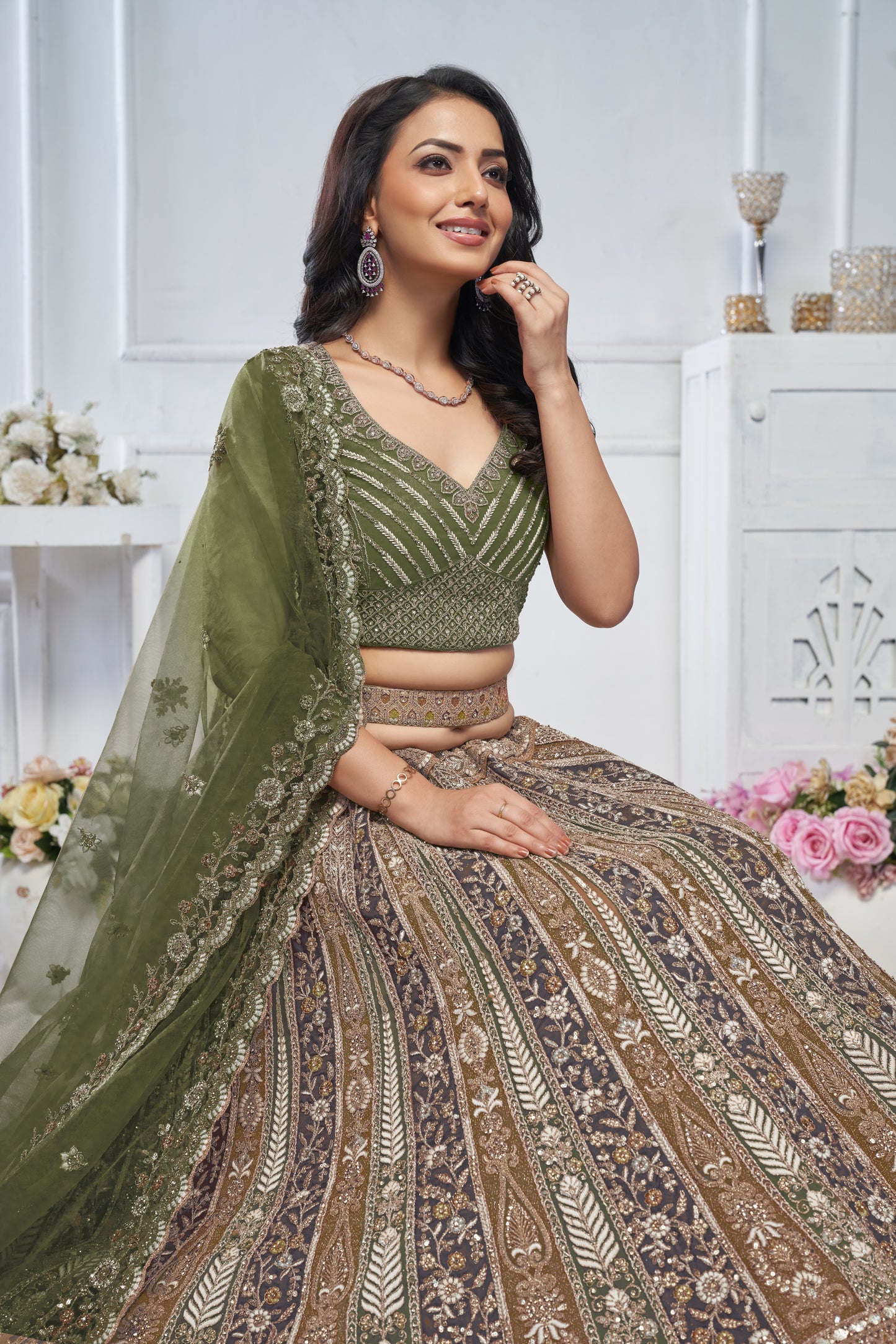 Khoobsurat green lehenga