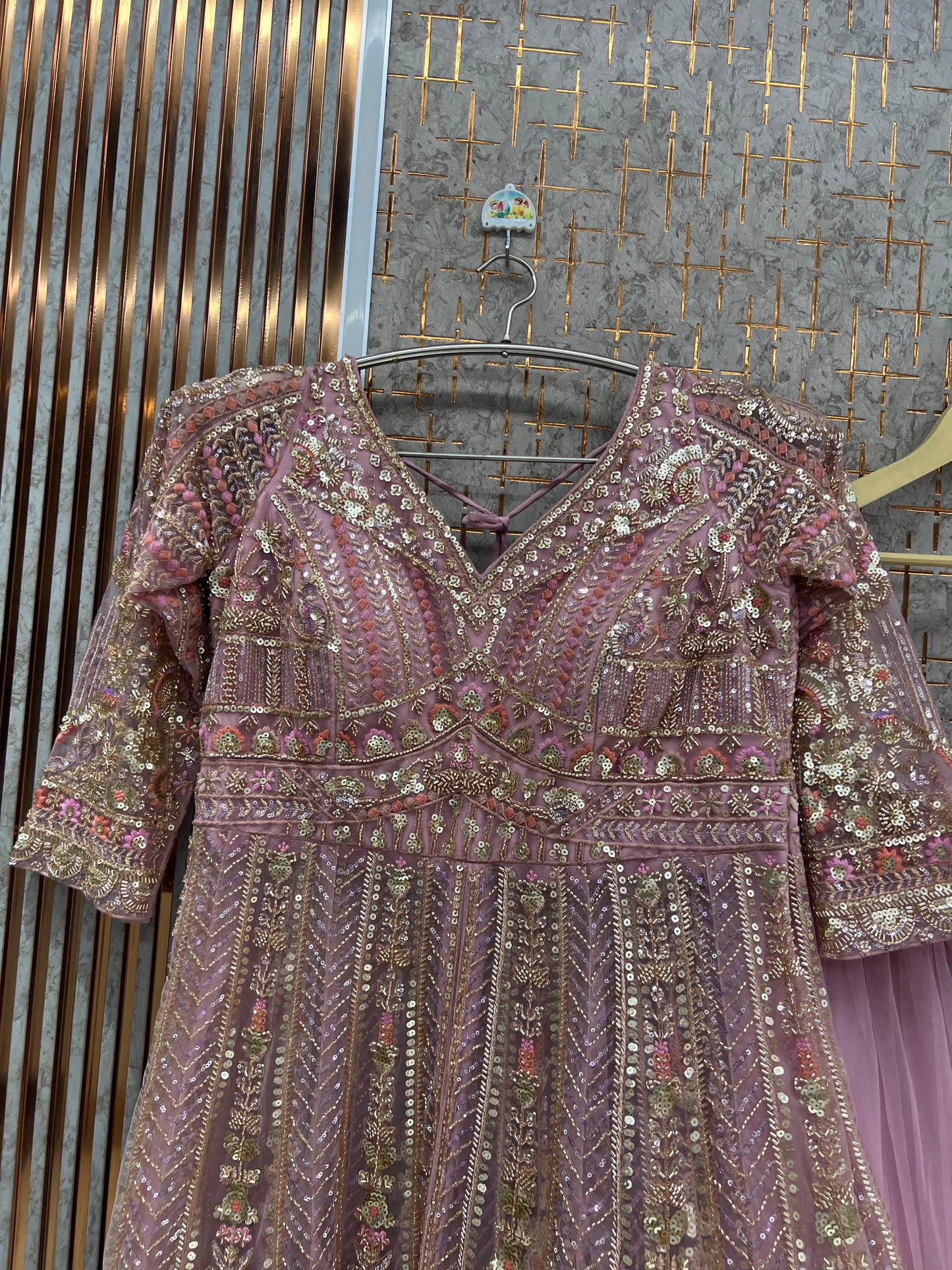 Baby Pink long Farshi Garara Peplum Dress Lehenga