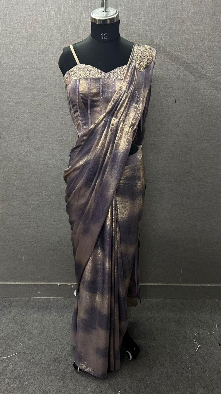 Grey Brown Saree