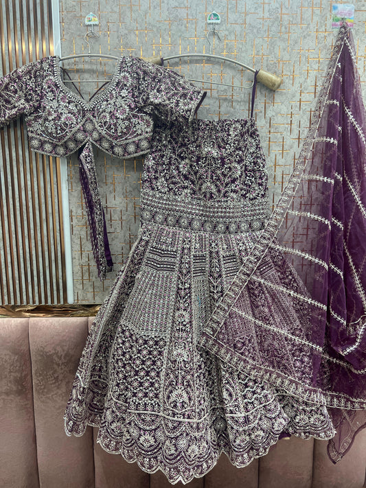 Hot Pink Crop Top Lehenga - Shopping World