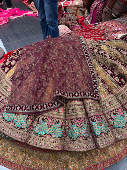 Maroon bridal designer ball Lehenga