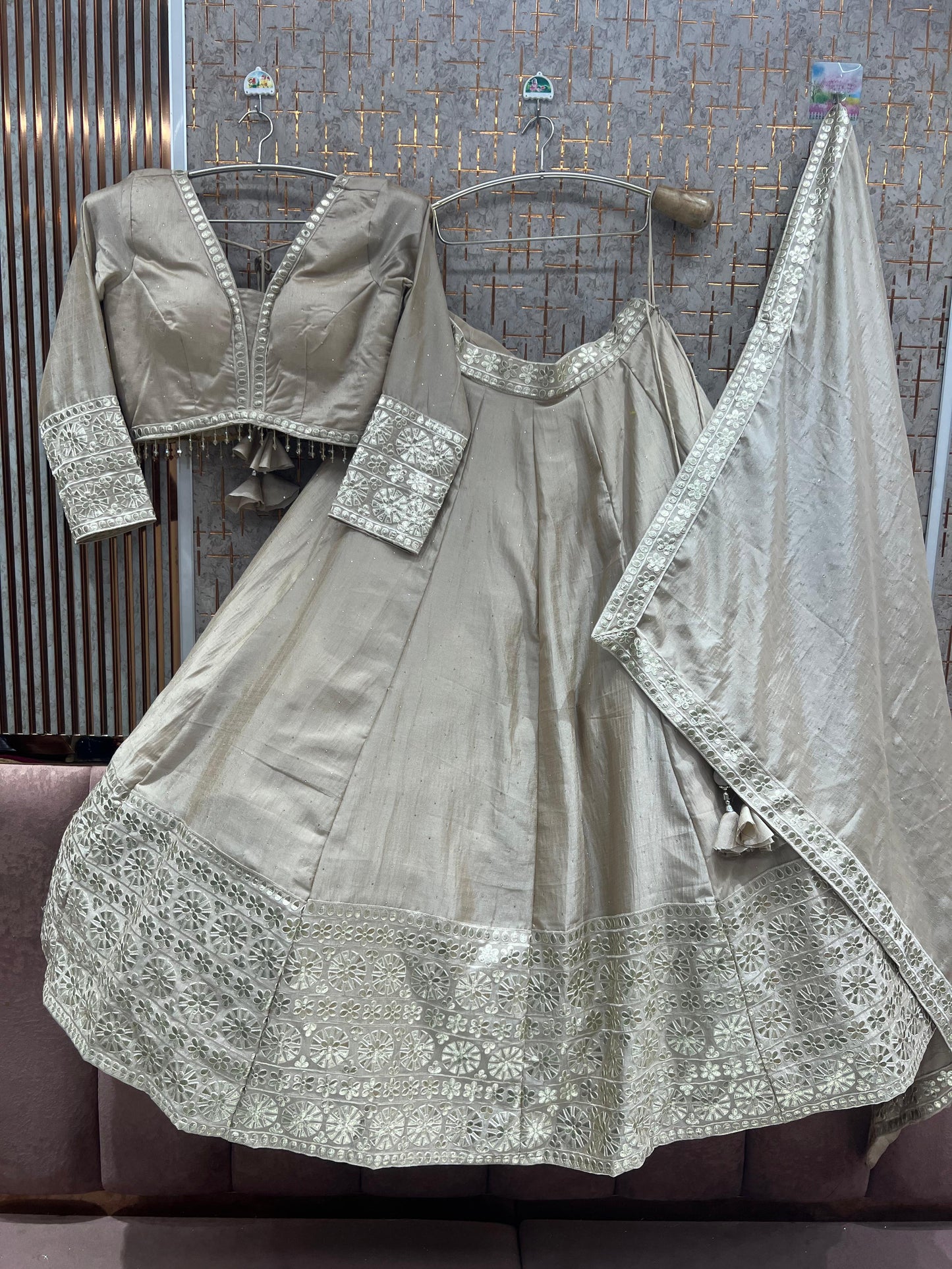 White Crop top Lehenga