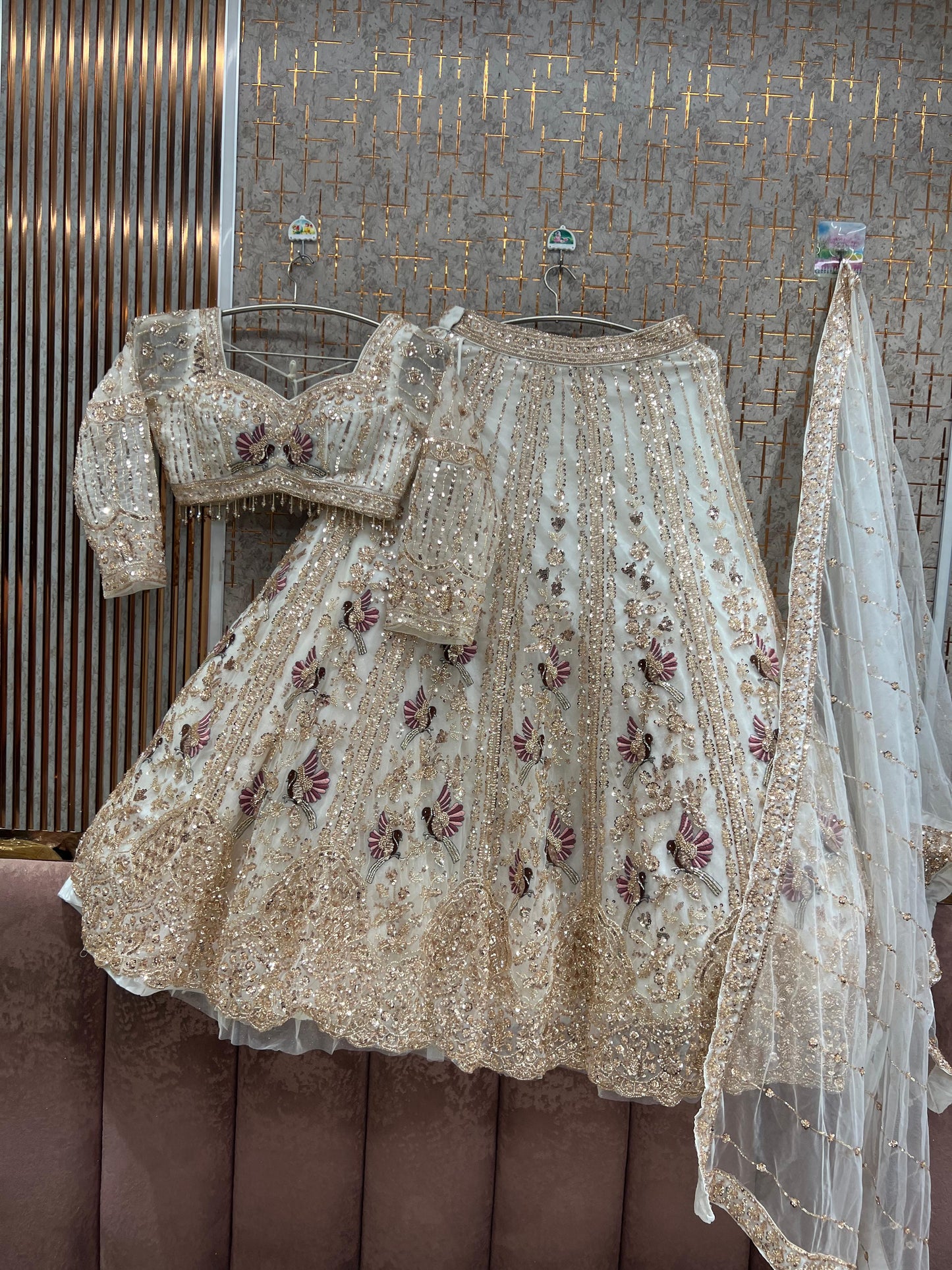 White Peacock crop top Lehenga