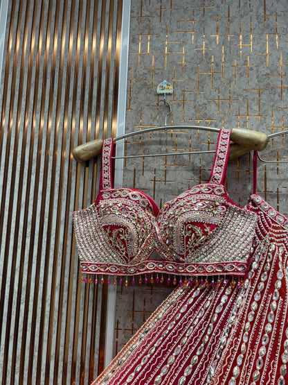 Pdp Pink orange double colour Crop Top Lehenga