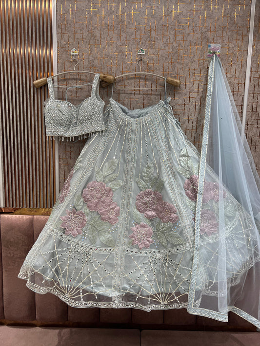 Blue Pdp Crop Top Lehenga