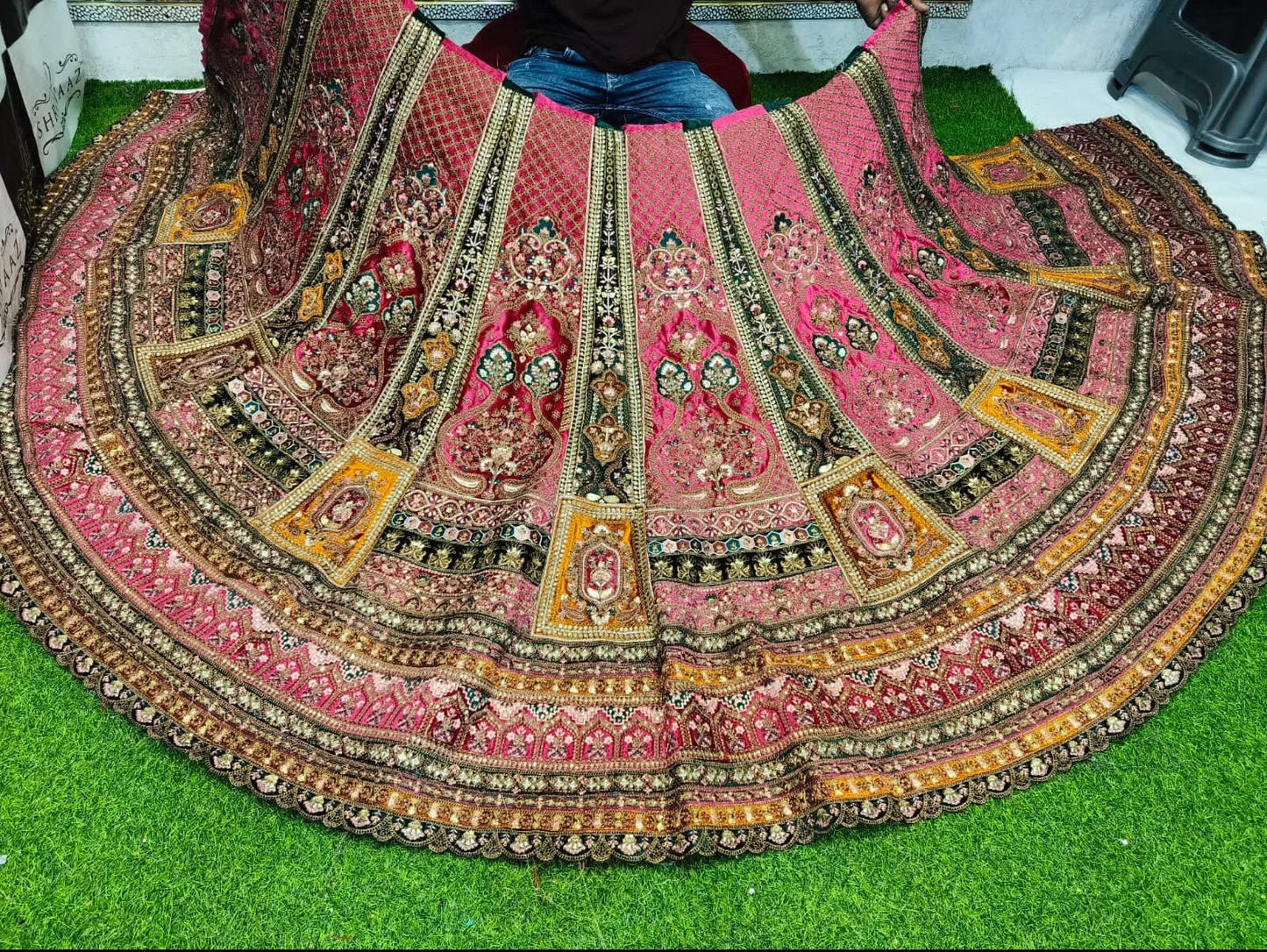 Pleasing pink double dupatta bridal lehenga