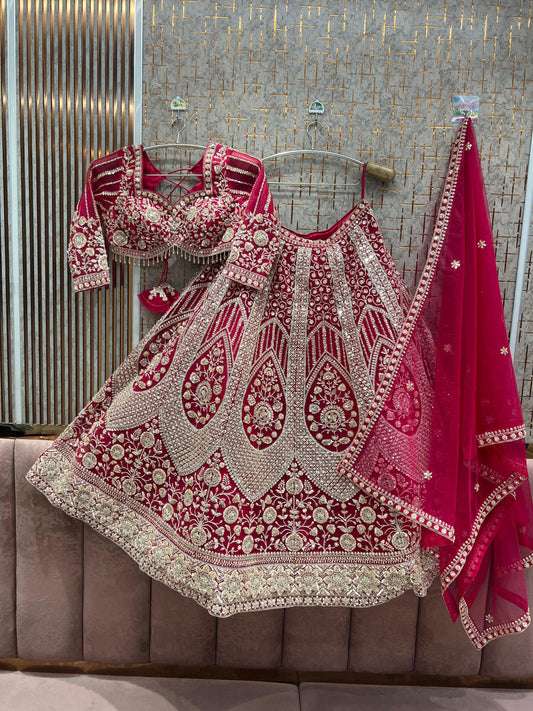Hot pink Crop Top Ready to wear Lehenga