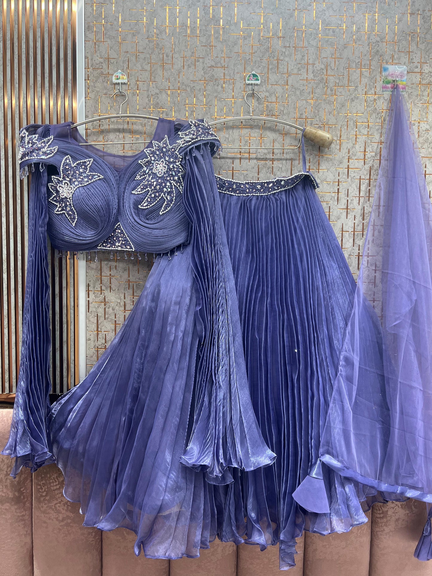 Peach Crop Top Lehenga - Shopping World