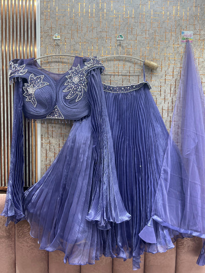 Peach Crop Top Lehenga - Shopping World