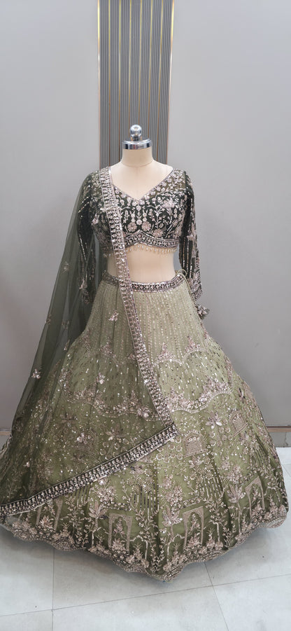 Maroon pink Double Shade Crop top Lehenga