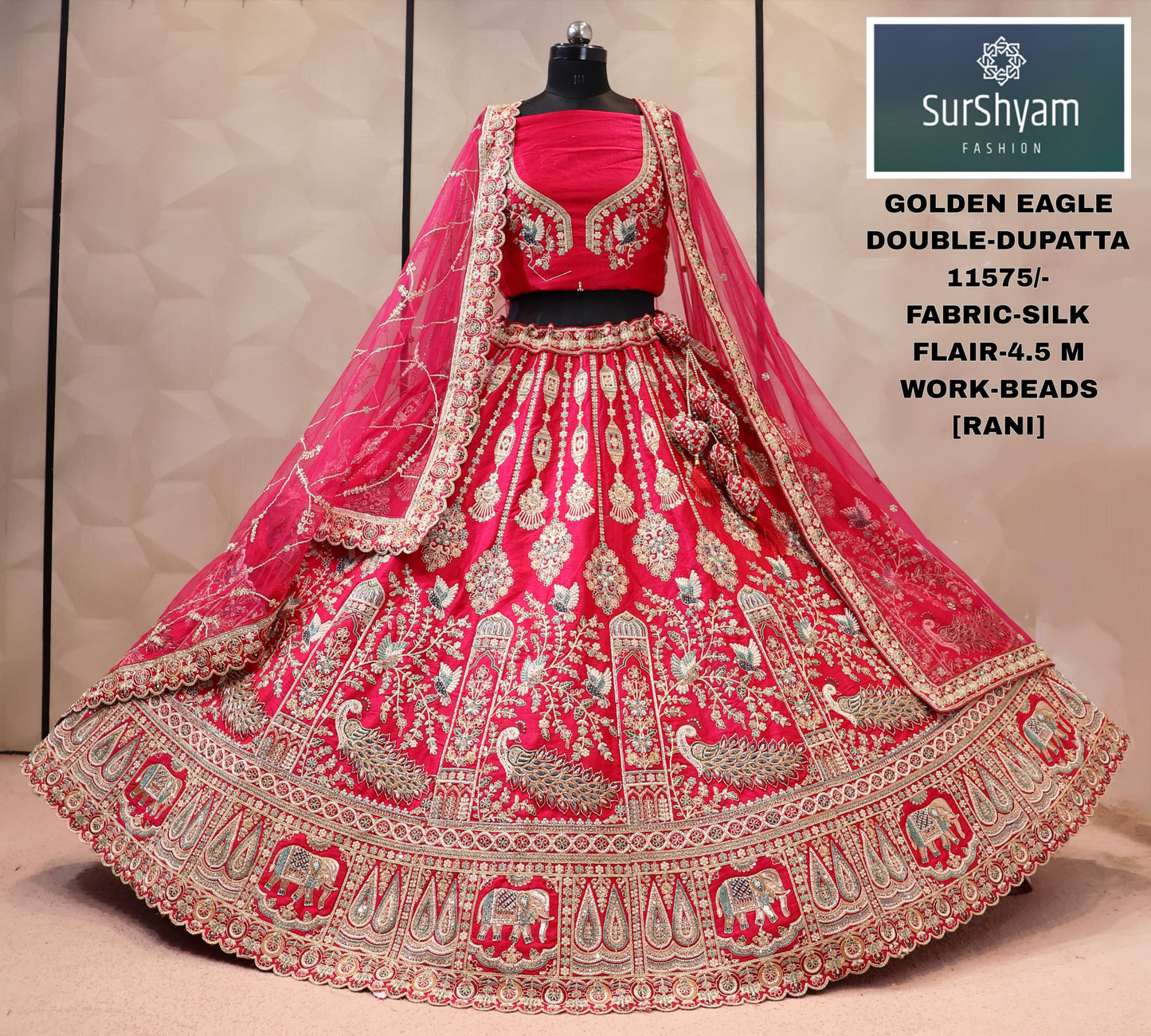 Red silk double dupatta bridal Lehenga
