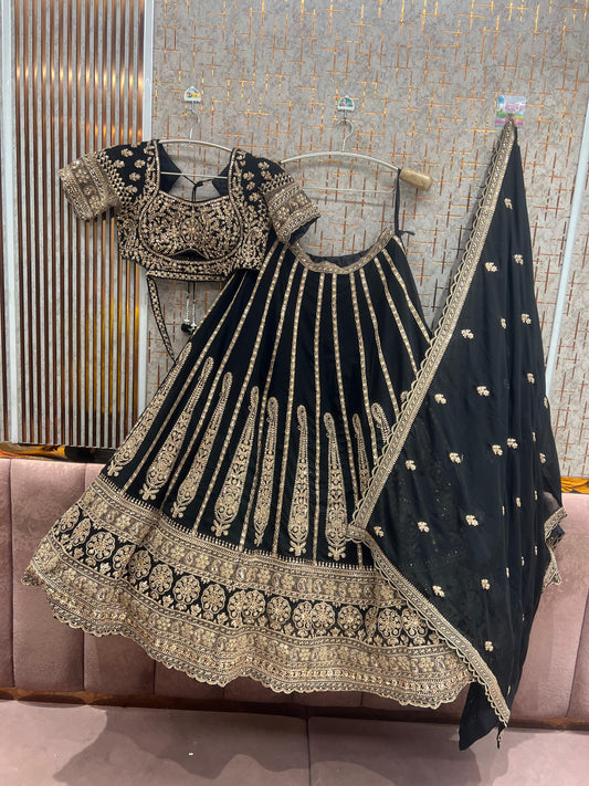 Black Crop top Lehenga - Shopping World
