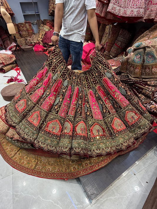 Maroon pink bridal designer ball Lehenga