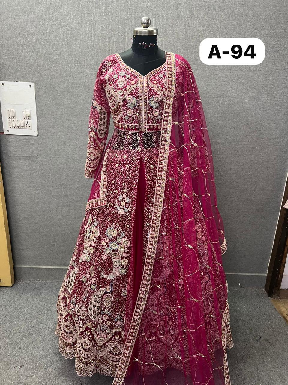 Hot Pink Peacock Farshi garara muslim Bride Special Dress