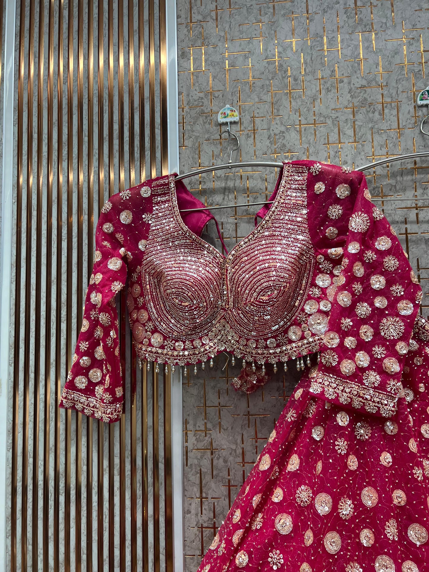 Good looking Hot pink Crop Top Lehenga